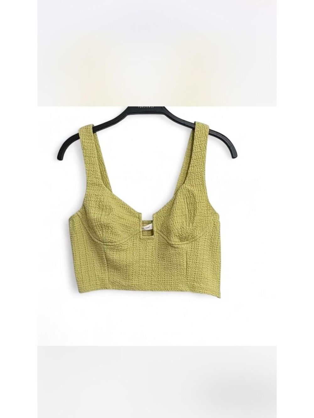 #75 NWT Mustard Seed Front Wire Bralette Green crop boutique top size L